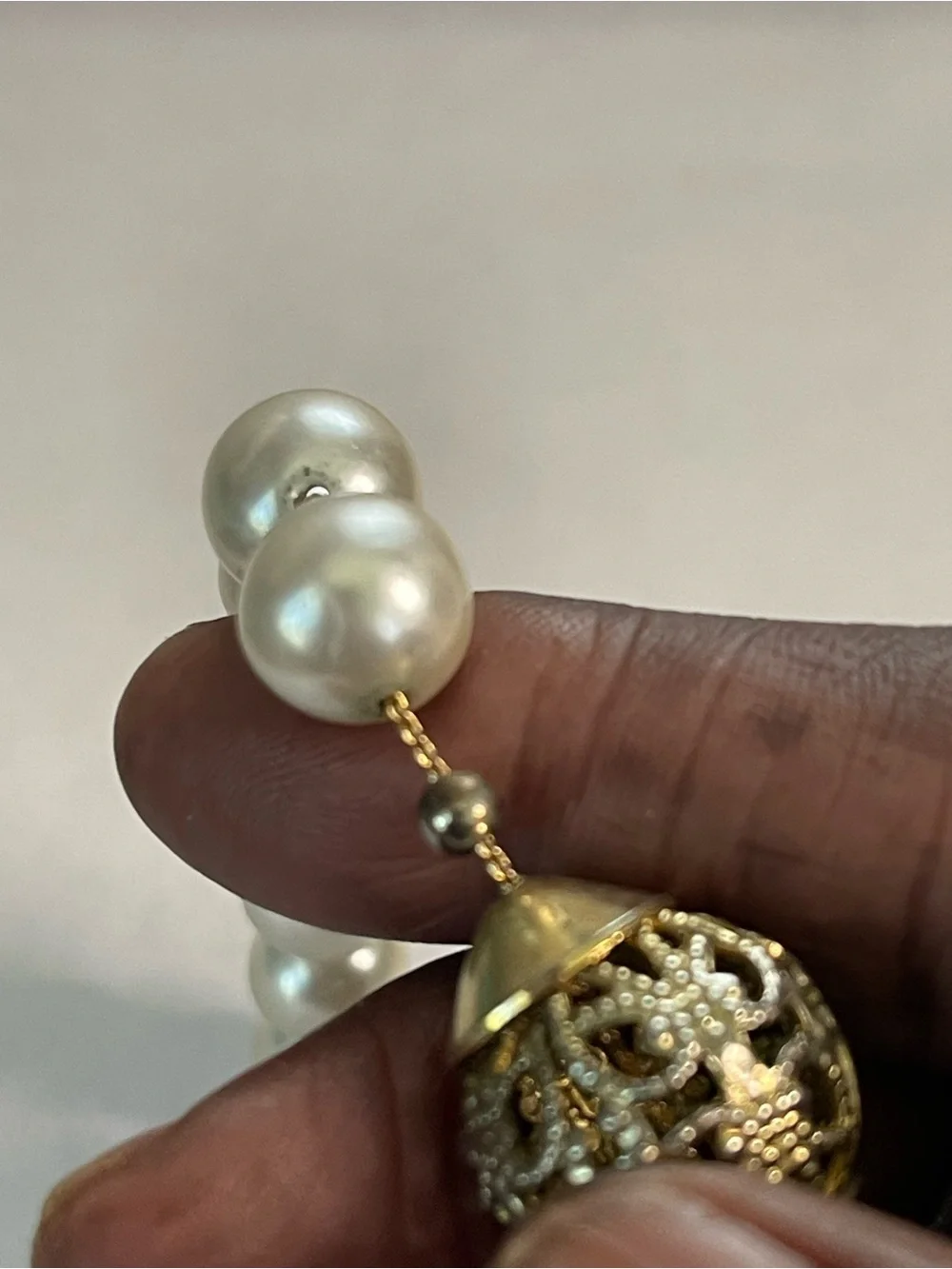 Vintage Pearl Necklace, Gold Filigree Beads, Statement Jewelry